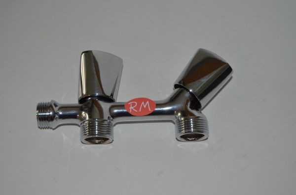 Grifo doble lavadora dos roscas 3/4 volantes de metal 6102