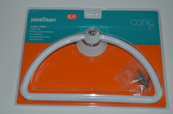 Toallero anilla plastisan conic blanco - cromo 87113