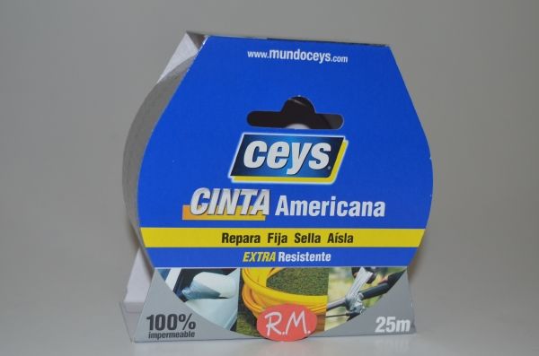 Cinta americana Tackceys 25 m x 50 mm gris Ceys