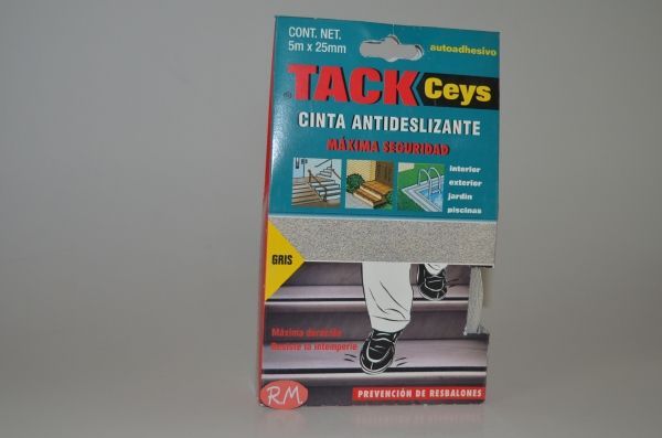 Cinta antideslizante Tackceys gris 25 m x 5 mm Ceys