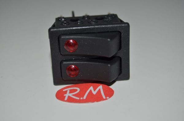 Interruptor unipolar doble con piloto rojo 22 x 30 mm
