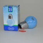 Bombilla esférica incandescente azul E-27 25W