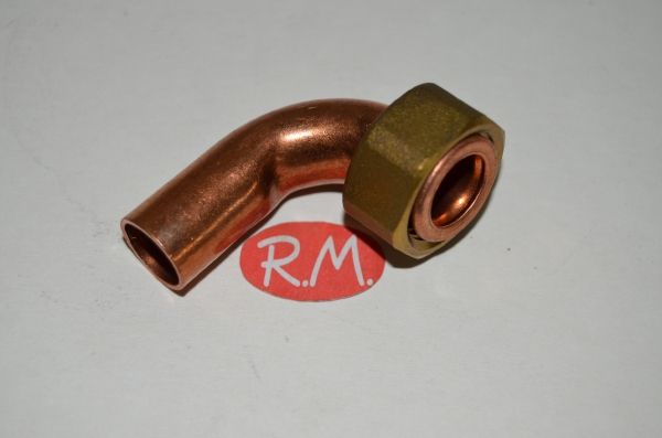 Racor dos piezas curvo H 1/2 Ø 12 mm boca plana
