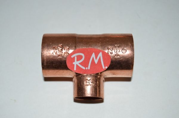 Te reducida de cobre soldar H-H-H 22 - 15 - 22 mm