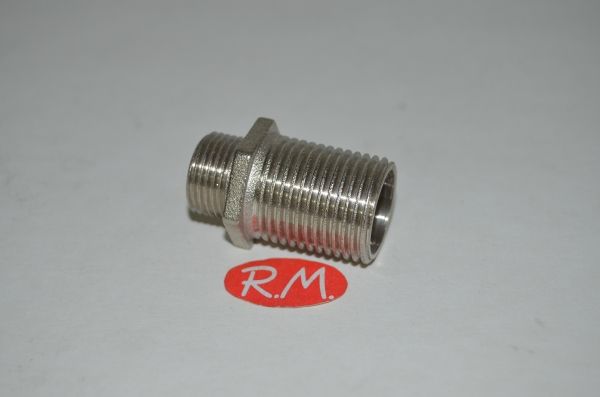 Machón reducido cromado M 3/8" M 1/2" largo