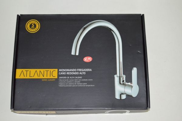 Grifo monomando fregadera vertical caño redondo Atlantic