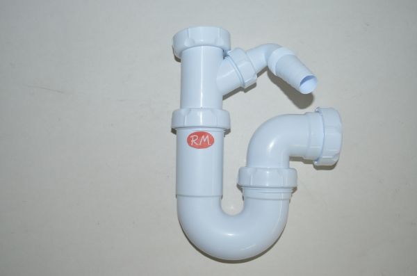 Sifón S-73 curvo extensible 1" 1/2 horizontal c/toma