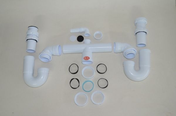 Sifón curvo doble fregadera S-30 sin válvulas 1" 1/2 - Imagen 2