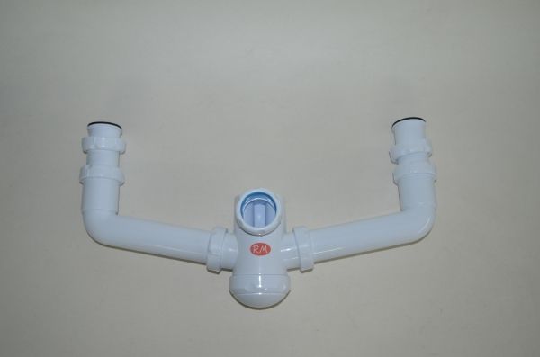 Sifón 1" 1 /2 doble fregadera S-7 sin válvulas