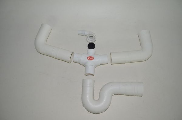 Sifón goma fregadera doble con toma electrodomésticos - Imagen 2
