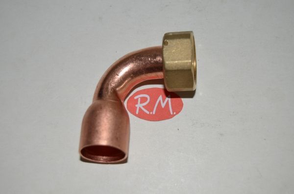 Racor dos piezas curvo H 1/2 Ø 18 mm boca plana