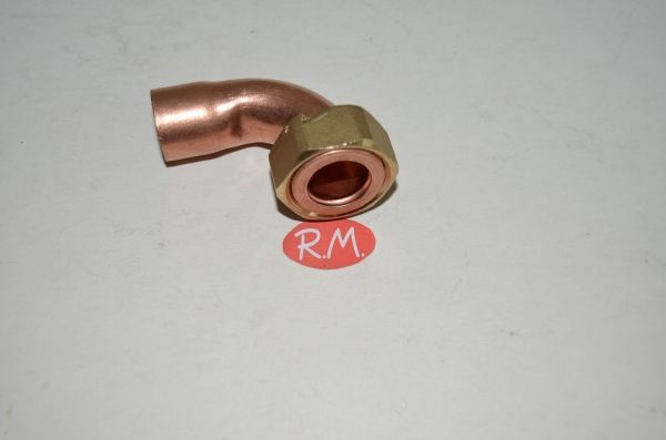 Racor dos piezas curvo H 3/4 Ø 18 mm boca plana