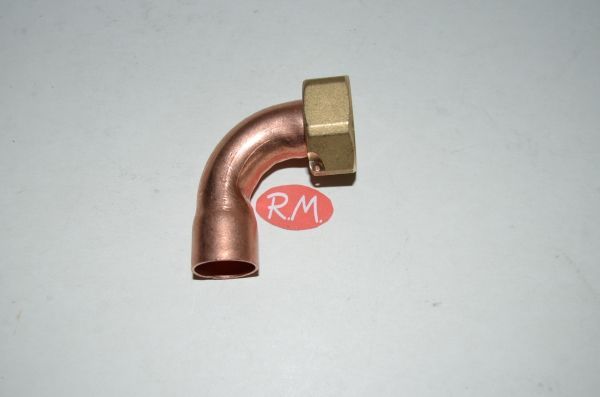 Racor dos piezas curvo H 3/4 Ø 18 mm boca plana