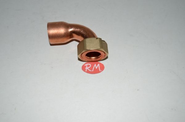 Racor dos piezas curvo H 3/4 Ø 22 mm boca plana