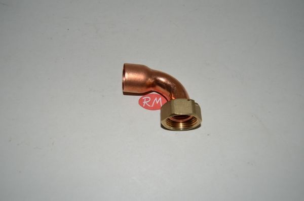 Racor dos piezas curvo H 3/4 Ø 22 mm boca plana