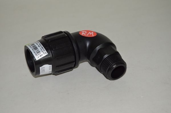 Enlace acodado polietileno macho 1" a 32 mm