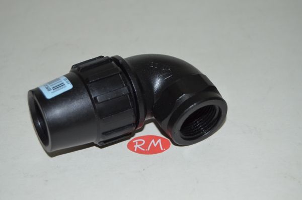 Enlace acodado polietileno hembra 3/4 a 25 mm