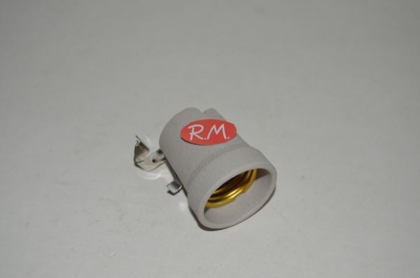 Portalámparas E-27 cerámico blanco enganche lateral
