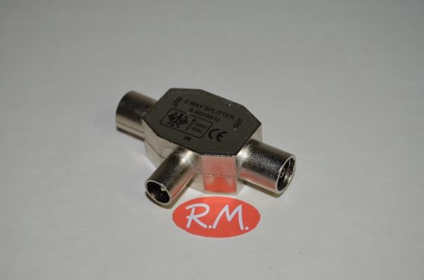 Distribuidor antena coaxial 2 hembras 1 macho RG6 - Imagen 2
