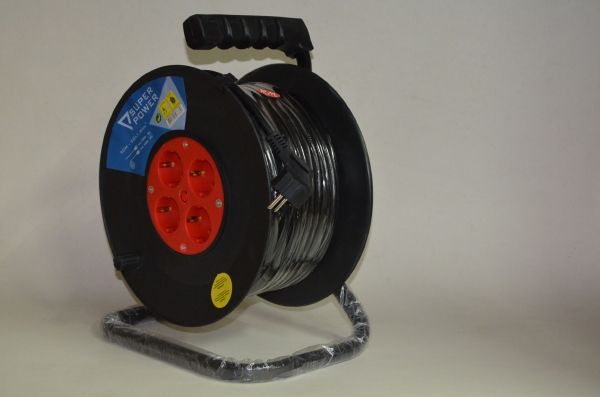 Enrollacables eléctrico 50 metros 4 tomas TTL 16A 3x1.5mm