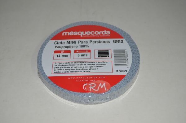 Cinta persiana 14 mm 6 metros gris