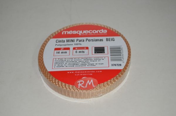 Cinta persiana 14 mm 6 metros beige