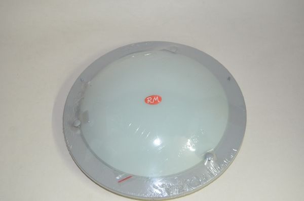 Plafón redondo cristal opal de techo 1 x E-27 gris