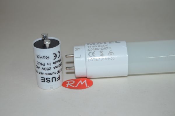 Tubo fluorescente led con cebador T8 9W 6400K - Imagen 2
