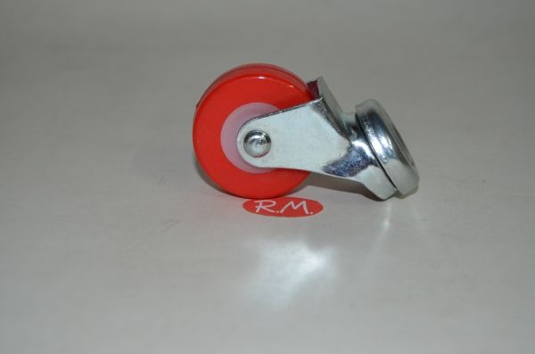 Rueda poliuretano roja Ø 40 mm 30kg 1 agujero