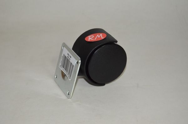 Rueda Nylon negra Ø 50 mm 50kg con pletina 4 agujero