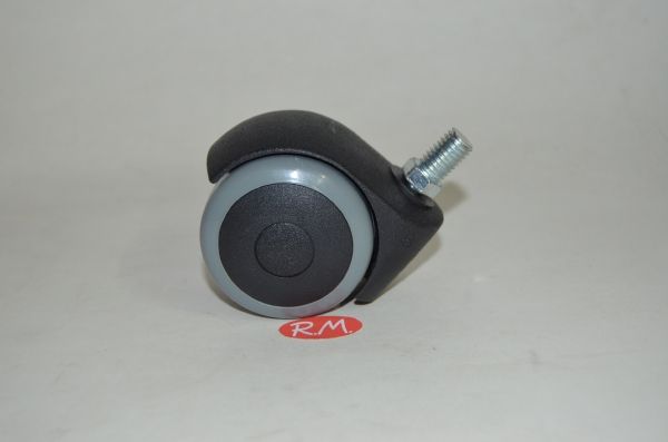 Rueda poliuretano gris Ø 50 mm 50kg con espiga M10x15mm