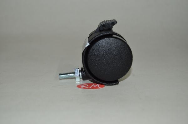 Rueda Nylon negra Ø 40 mm 35kg M6x15mm con freno - Imagen 2