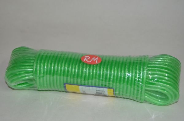 Rollo 20 metros cuerda de plástico forrada verde Ø 4 mm