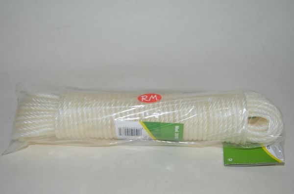 Rollo 20 metros cuerda de plástico forrada blanca Ø 5 mm
