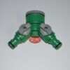 Adaptador rápido para 2 mangueras riego