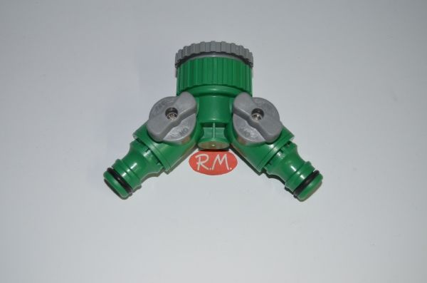 Adaptador rápido para 2 mangueras riego