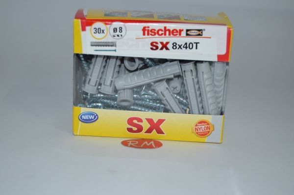 Tacos + tornillos Fischer de pared SX 8 caja 30 unidades
