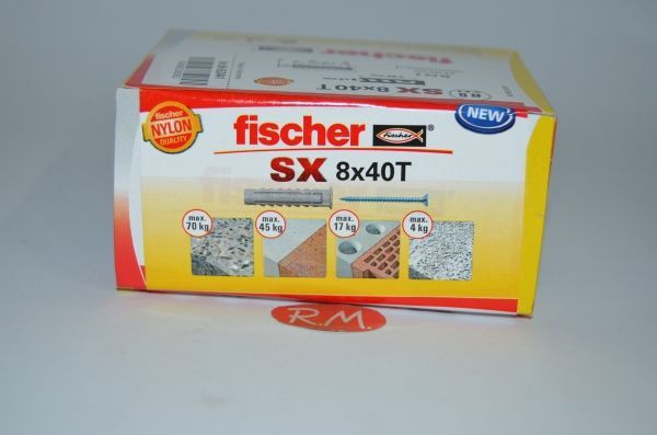 Tacos + tornillos Fischer de pared SX 8 caja 30 unidades