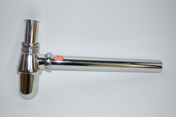 Sifón botella cromado extensible de lavabo sin válvula 30 cm