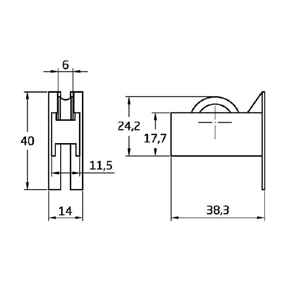 Rodamiento ventana COR02 38x40mm