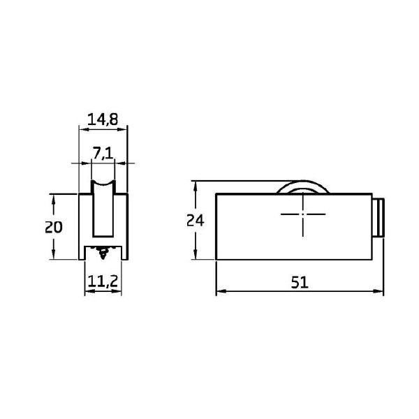 Rodamiento ventana COR09 51x21mm