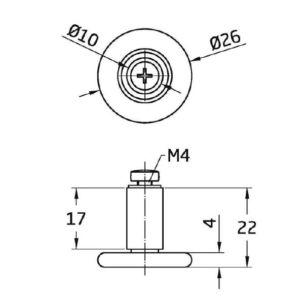 Rodamiento mampara MMP05 Ø26/17 mm blanco