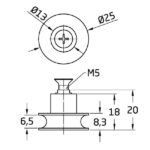 Rodamiento semicircular mampara MMP08 Ø25x16 mm