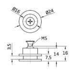 Rodamiento semicircular mampara MMP09 Ø24x16 mm