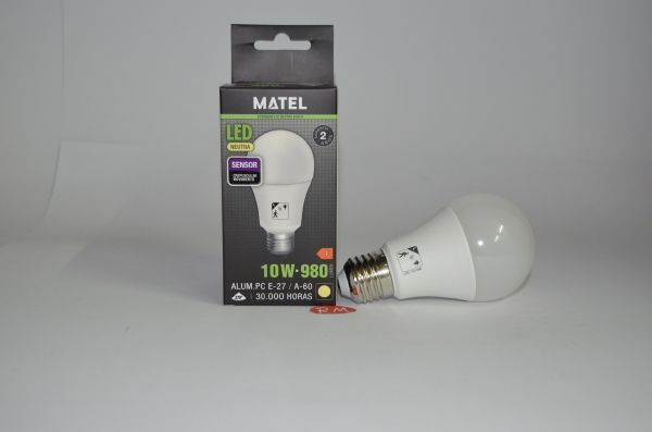 Bombilla led Standard E-27 10 W 4200k sensor crepuscular y movimiento