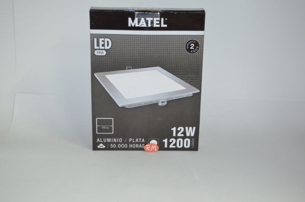 Downlight led empotrar cuadrado plata 12W 6400K