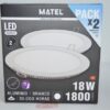 Pack 2 Downlight led empotrar redondo blanco 18W 6400K