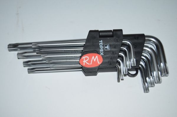 Juego 9 llaves Torx larga de T10 a T50