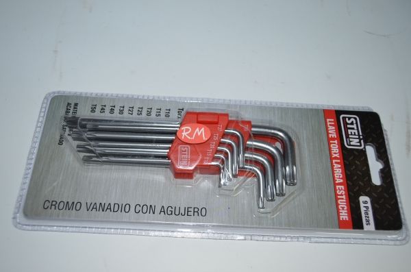 Juego 9 llaves Torx inviolable T10 a T50